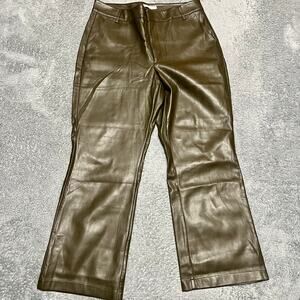 Avec Les Filles Pants Womens Large (31x26) Faux Vegan Leather Cropped Brown